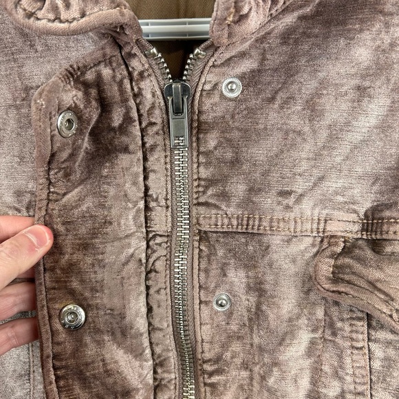 Free People Velvet Trucker Jacket size XS/S crushed velvet oversized mauve tan - Picture 10 of 14